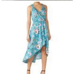 Louna Anthropologie Dress Hi Low Flora Faux Wrap Ruffle Womens XS